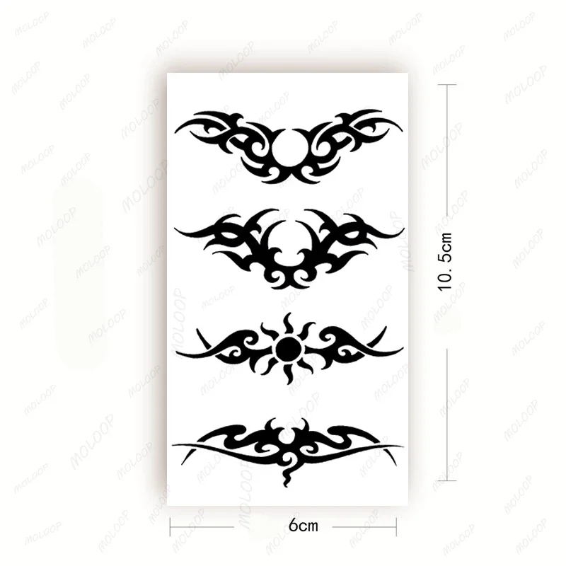 Tattoo Sticker Sun Small Black Totem Line Element Waterproof Temporary Makeup Art Fake Flash Tattoo for Man Woman Kids