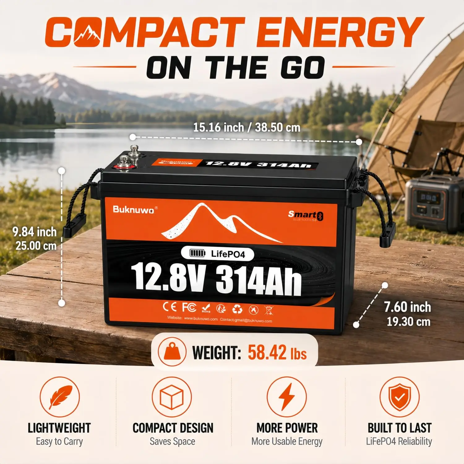 Smart 12V 300Ah(314Ah) Bluetooth LiFePO4 Lithium Battery 4000Wh Power Energy 200A BMS Grade A Cells Low Temp Protection, Custom