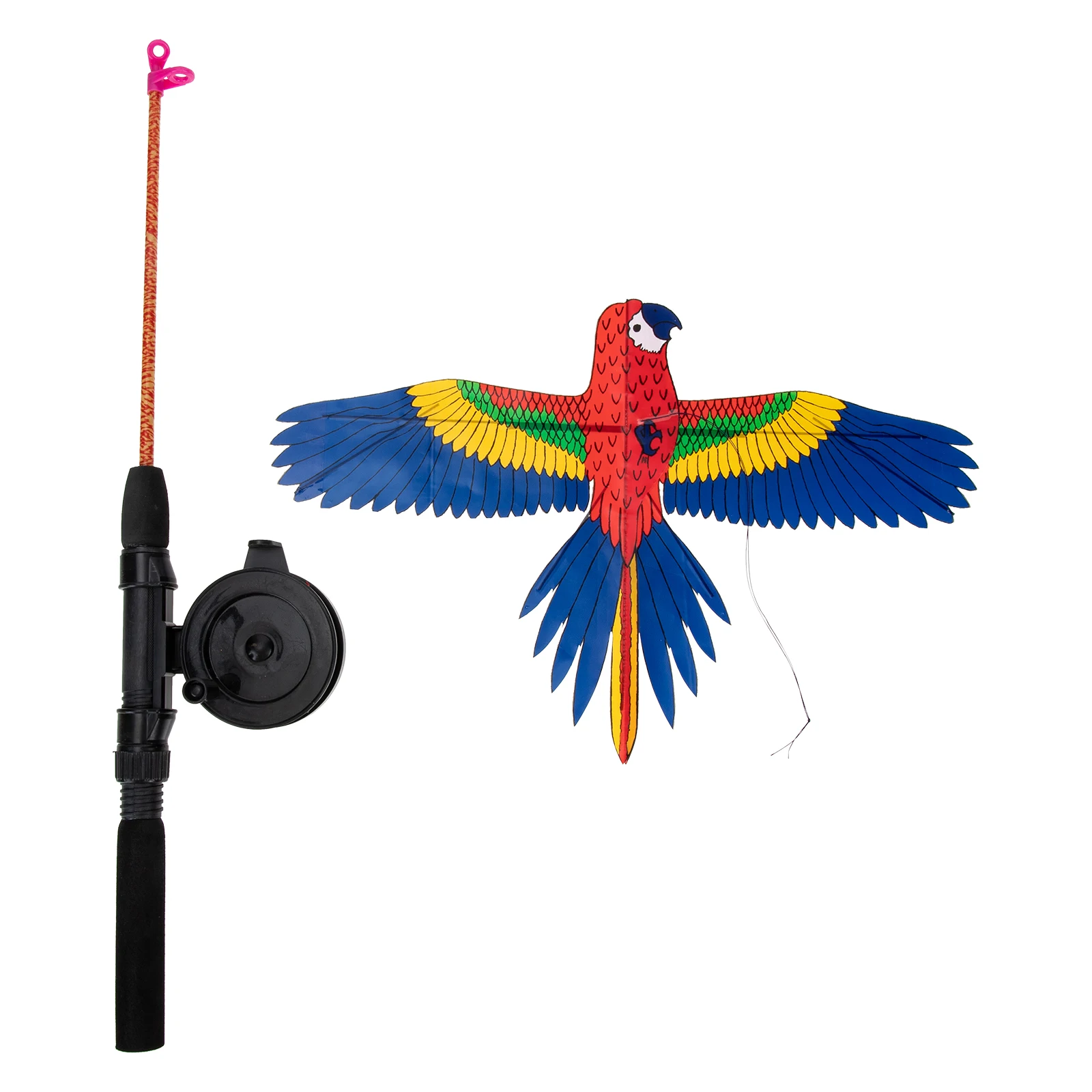 

1 set Fishing Rod 70cm Cartoon Kites Rod 30m Line Blue Parrot Kids Toy Outdoor Beach Cartoon Animal