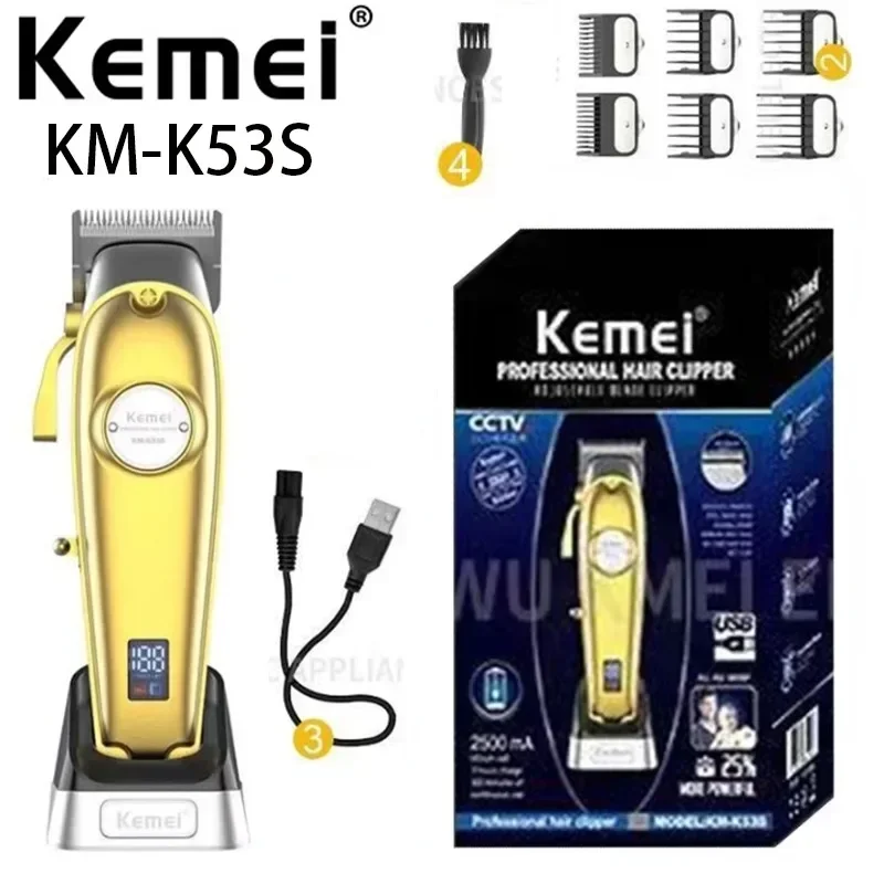 

Kemei electric rechargeable hair clipper with lcd KM-K53S fast charging and long time using professional salon hair trimmer