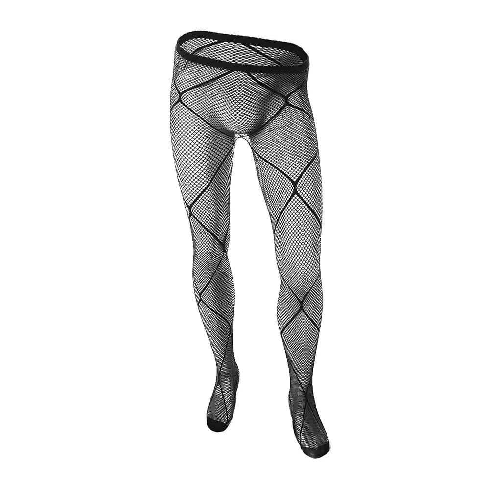 Mesh See-through Pantyhose Men Sock Jacquard Mesh A,B,C,D Men Pantyhose See-through Stretch Fabric Elastic Waistband