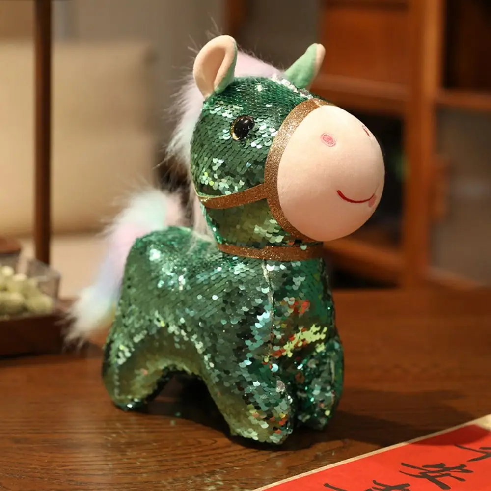 Colorato Paillettes Cavallo Peluche Bambola 10/20 cm Bambole Della Mascotte Peluche Pendenti Lampeggiante Soffice Cartone Animato Steed Doll Anno del Cavallo