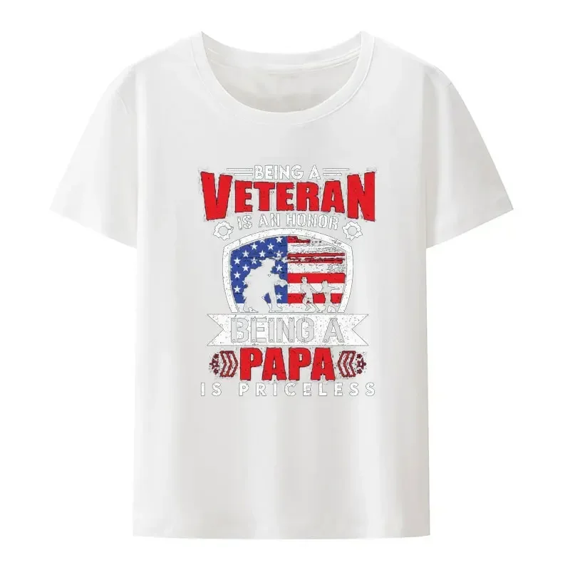 Being A Veteran Is An Honor Being A Papa Is Priceless Modal Print T Shirt Roupas Masculinas Comfortable Loose Leisure Cool Tees