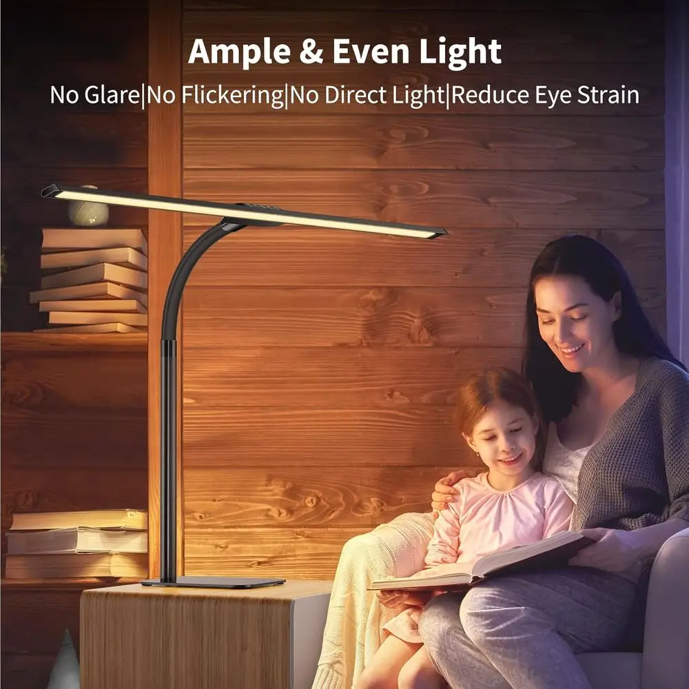 24W Architect Desk Lamp with Wide Base, 1800LM Brightness, 5 Modes for Home Office and Studio Work