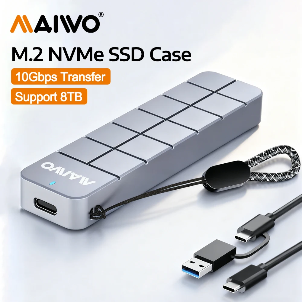 MAIWO M.2 NVMe SSD-behuizing USB3.2 Type-C GEN2 10Gbps 8TB Capaciteit USB C naar M-Key PCIE NVME SSD-adapter Lezerbehuizing Aluminium