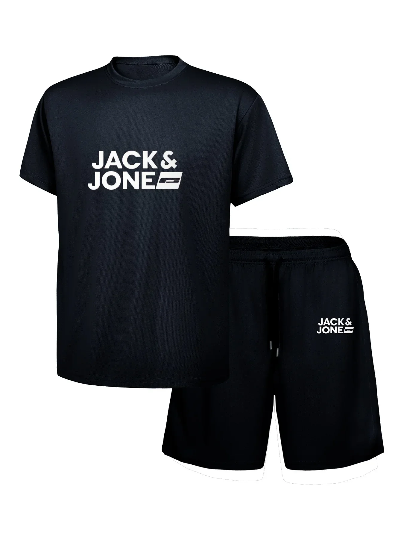 

2025 New Trendy Business Summer Men's Sports Set Casual Fitness Jogging Basketball Fashion Short Sleeve T-shirt + Shorts 2 Sets