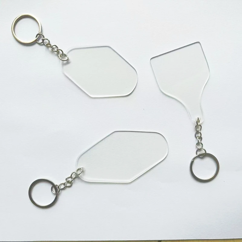 90PCS DIY Transparent Acrylic Keychain Pendant Decoration Set Blank Acrylic Picture Keychain Gift