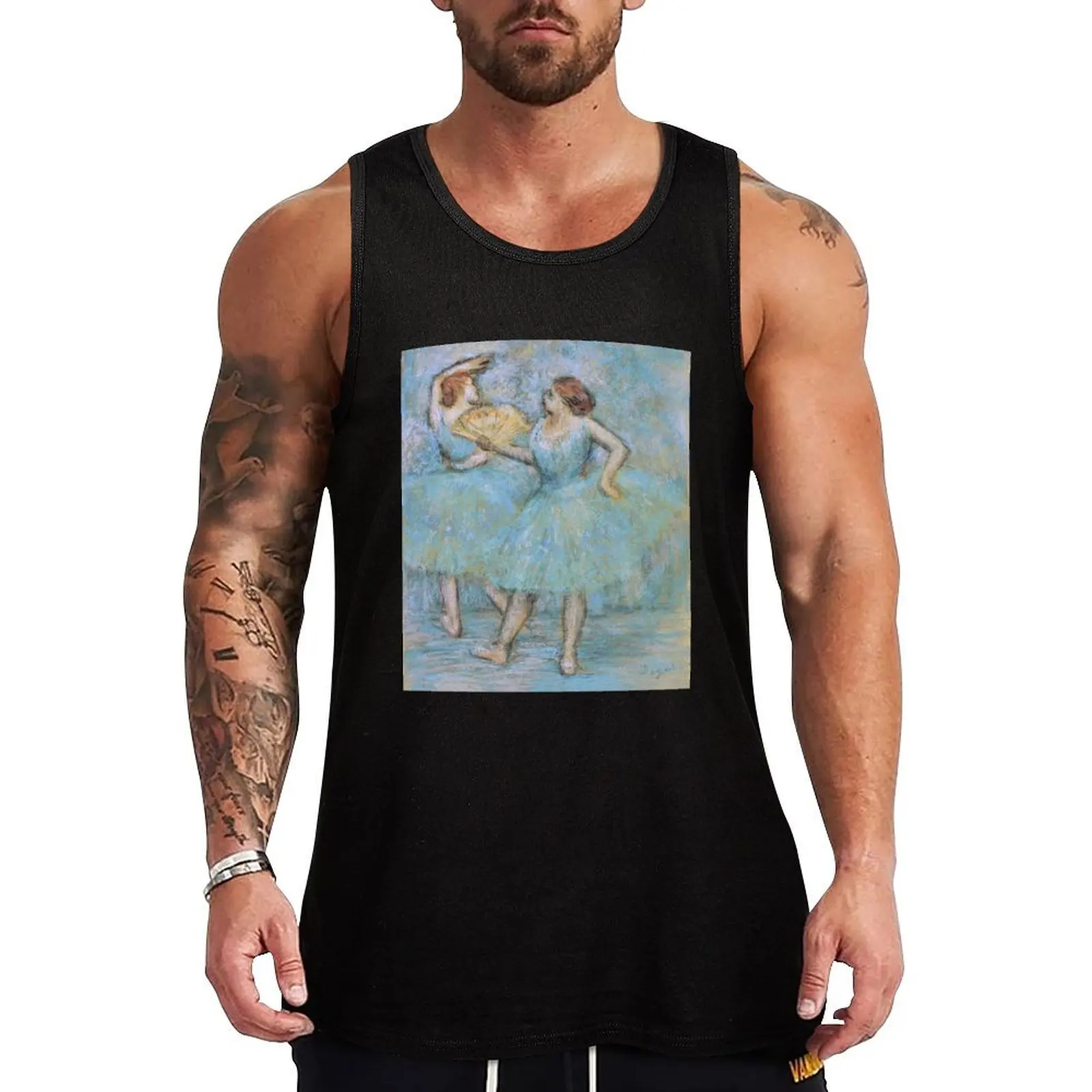 

Edgar Degas Two Dancers, pastel blue Tank Top gym shirt men Short sleeve Men's clothes luxury style Fitness men clothing