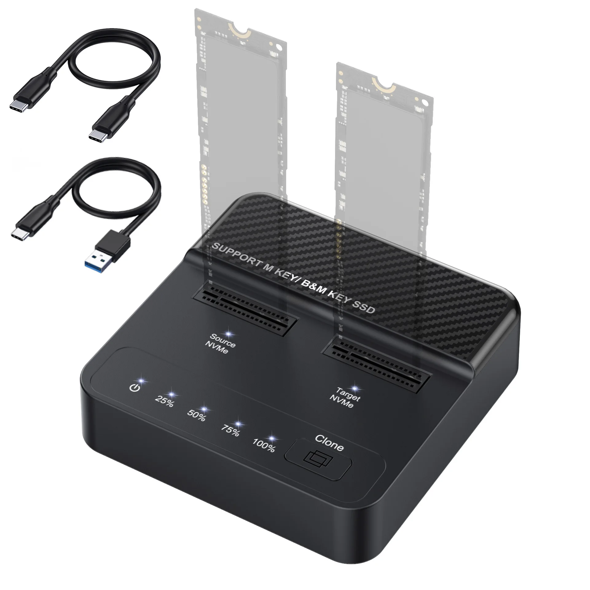 NVME M.2 SSD Docking Station Dual-Bay Solid State Drive Duplicator 20Gbps Read-Write Offline Copying Cloner Duplicator