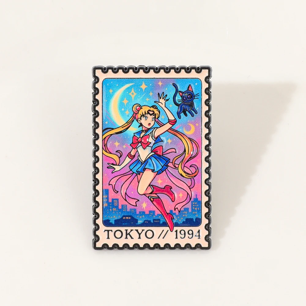 Sweet Cute Cartoon Magic Girl Cat Enamel Metal Badge Brooch Backpack Hat Clothing Accessories Gift Suitable for Fan Collectibles
