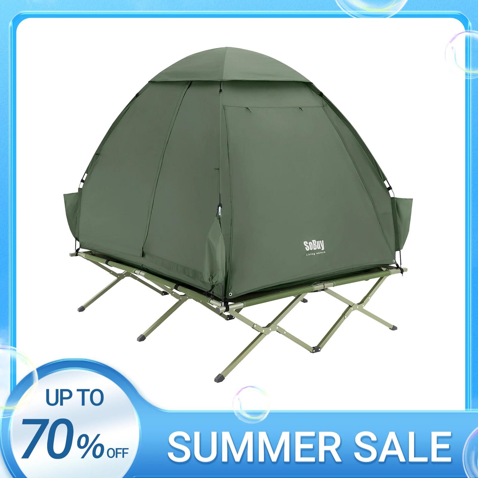 SoBuy OGS32-L 4in1-Zelt mit Campingliege Schlafsack Luftmatratze und Zubehör Campingzelt 2 Personen Feldbett