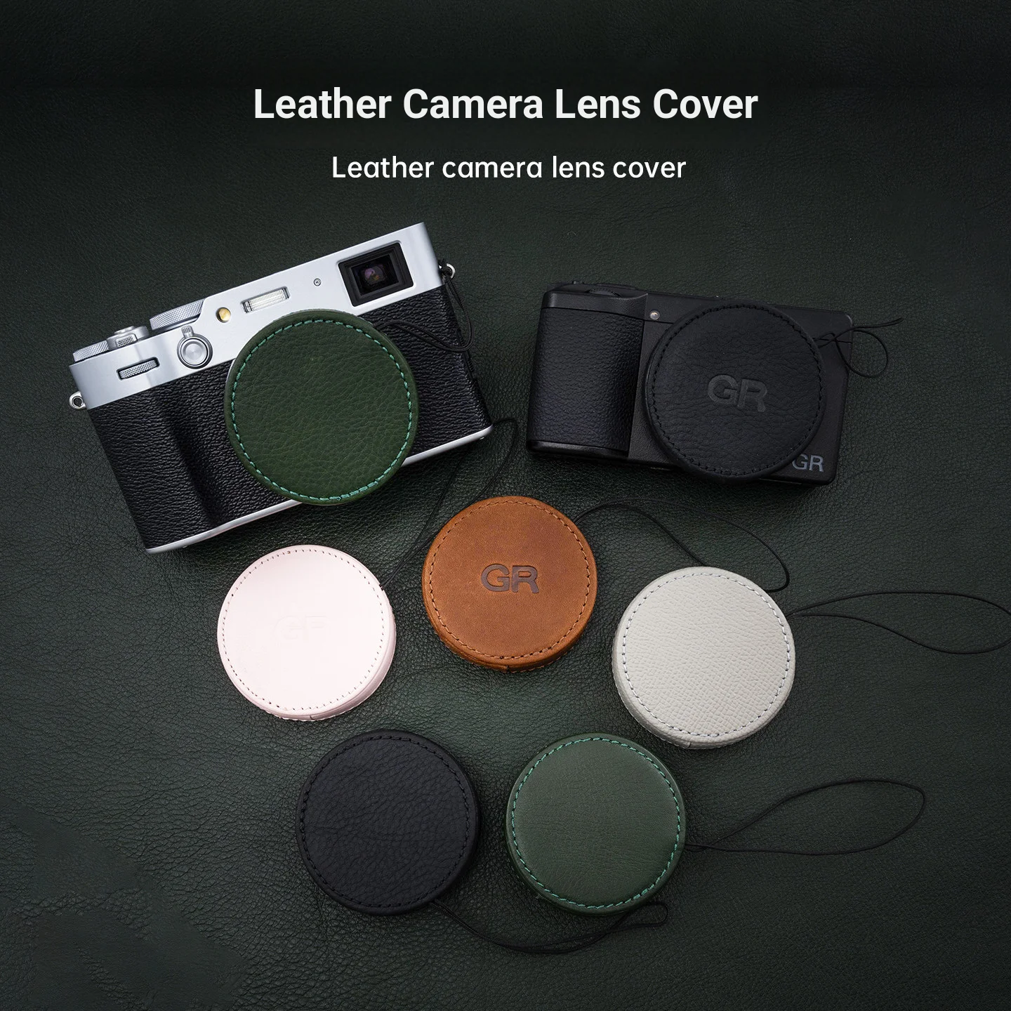 Leather camera lens cap for Fujifilm X100VI/X100V anti-loss protection cover xhalf Ricoh GR/GR3 camera dust cover