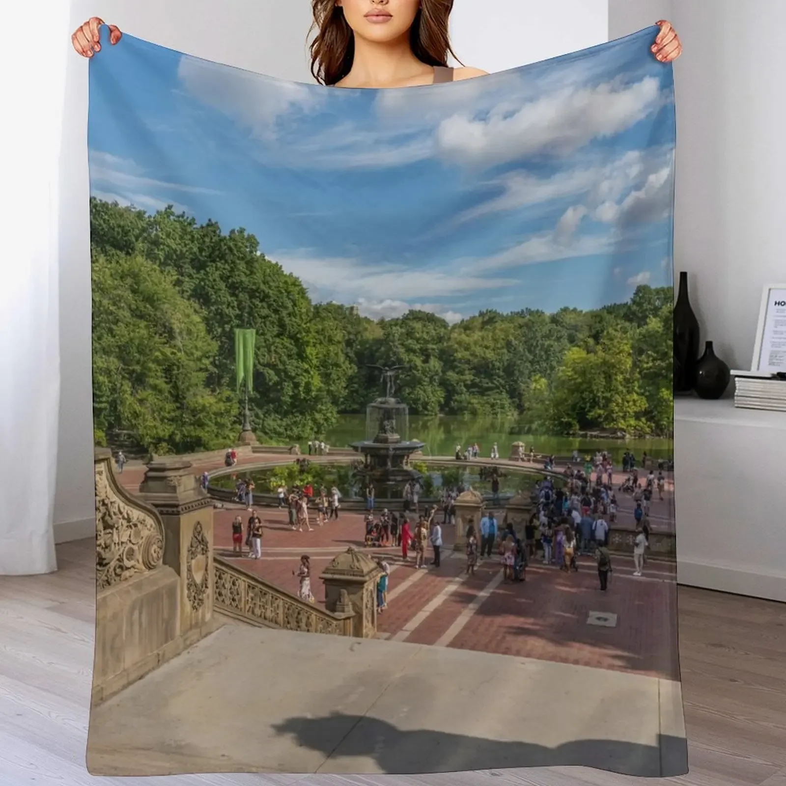 

Day at Bethesda Terrace Throw Blanket Decorative Sofa Summer halloween Blankets