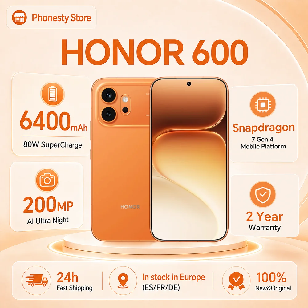 HONOR 600 5G Smartphone EU Version Snapdragon 7 Gen4 6.57” AMOLED Display 6400m…