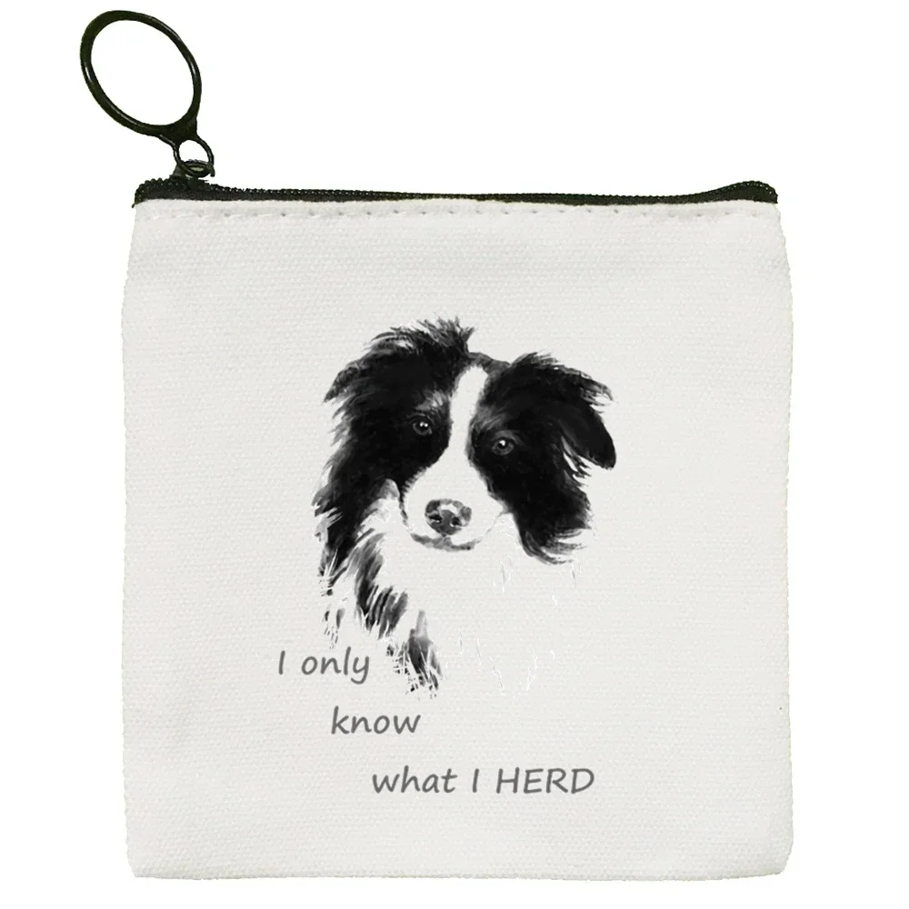 

Border Collie Dog Cartoon Funny Kawaii Canvas Coin Purse Coin Purse Collection Canvas Bag Small Wallet Zipper Key Bag