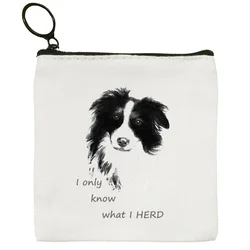 Border Collie Dog Cartoon Divertente Kawaii Portamonete in tela Portamonete Collezione Borsa in tela Portafoglio piccolo Portachiavi con cerniera