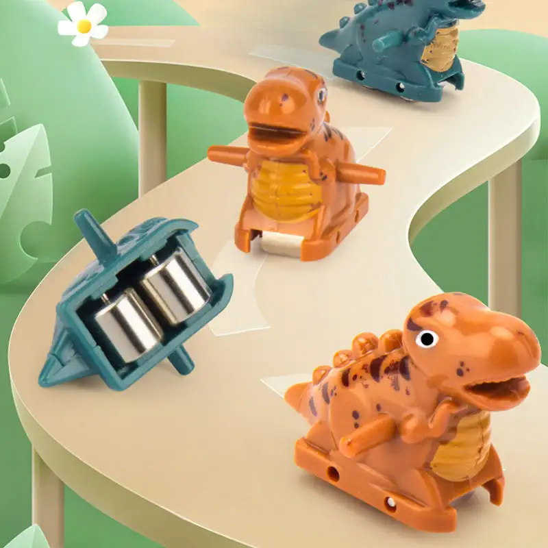 Electric Dinosaur Chase Race Track Playset Children\'s Cute Cartoon Duckling Climbing Stairs Toy Rail Car Electric Slide Roller