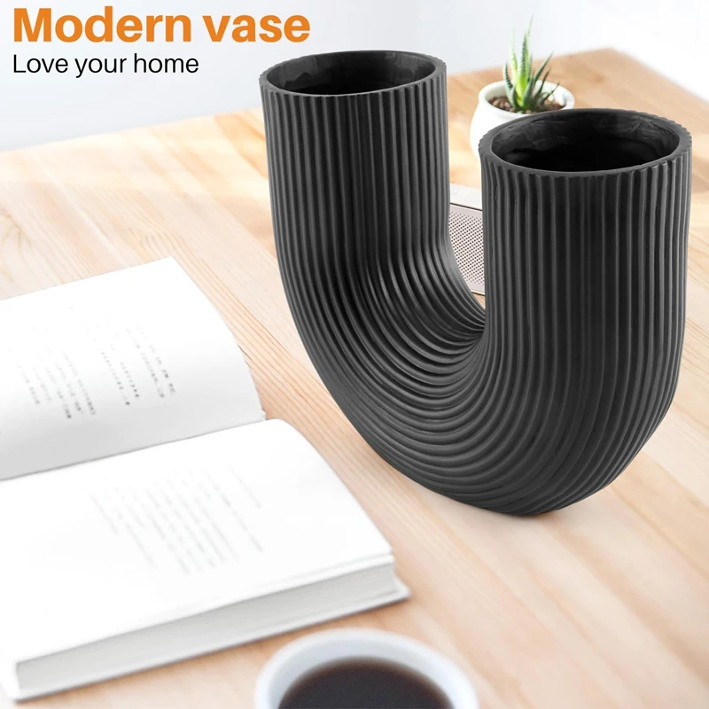 SEWS-U Shape Vase Aesthetic Flower Vase Modern Dried Flowers Resin Flowerpot Cachepot For Flowers Office Home Decoration