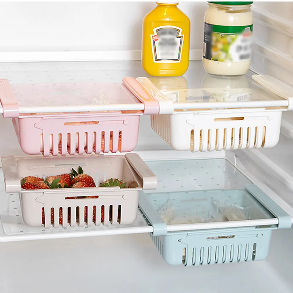 Refrigerator Retractable Plastic Storage Box Fridge Organizer Drawer Container Shelf Fruit Egg Food Trays Kitchen Accessories