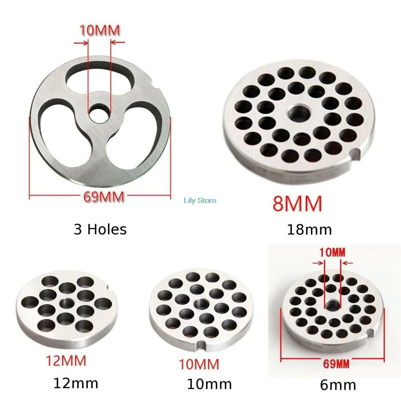 #12 Type Meat Grinder Plate 3-18mm Manganese Steel Knife For Mixer Food Chopper