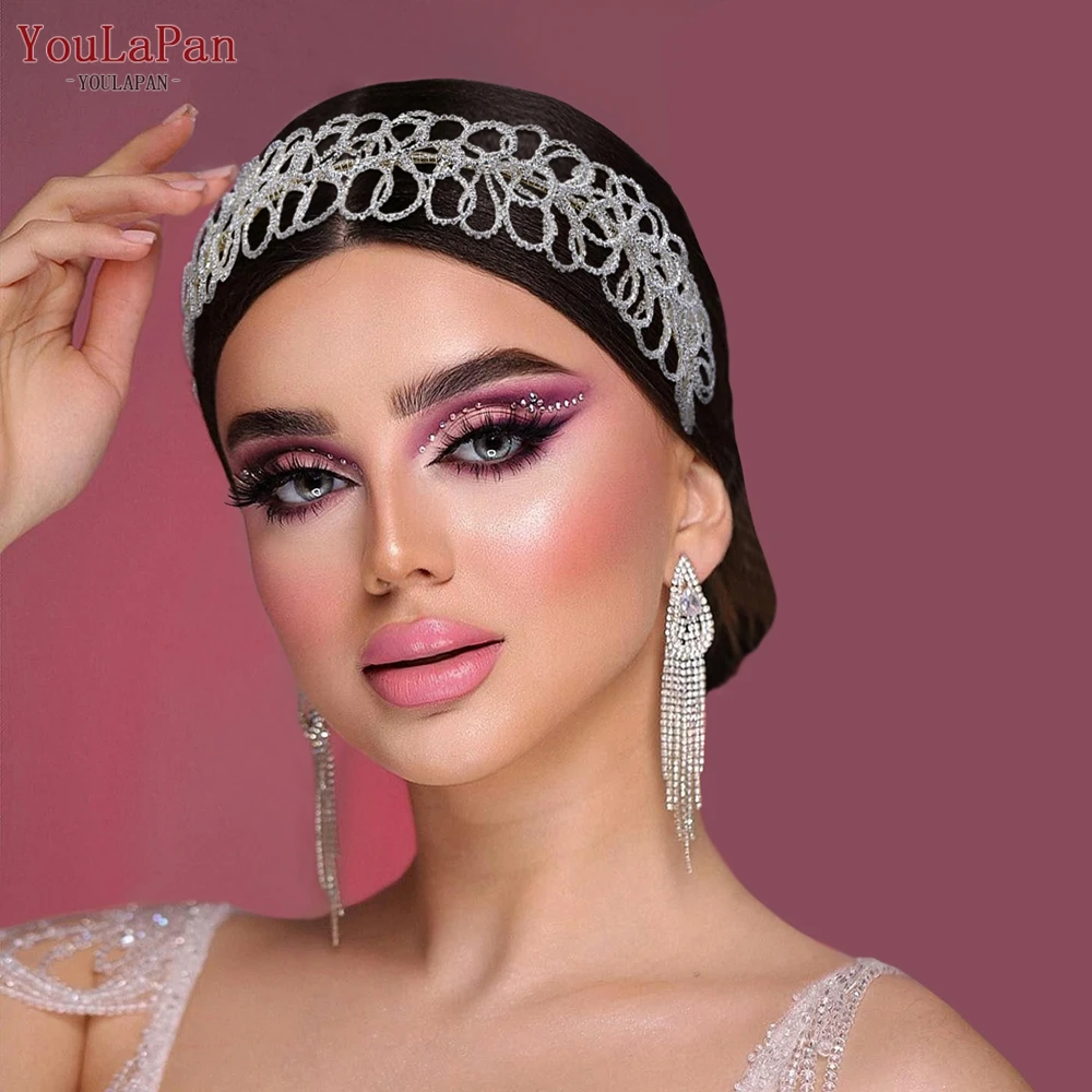 

YouLaPan Glitter Rhinestone Bridal Headband High End Wedding Hair Hoop Luxury Girl Headwear Elegant Women Hair Accessories HP583