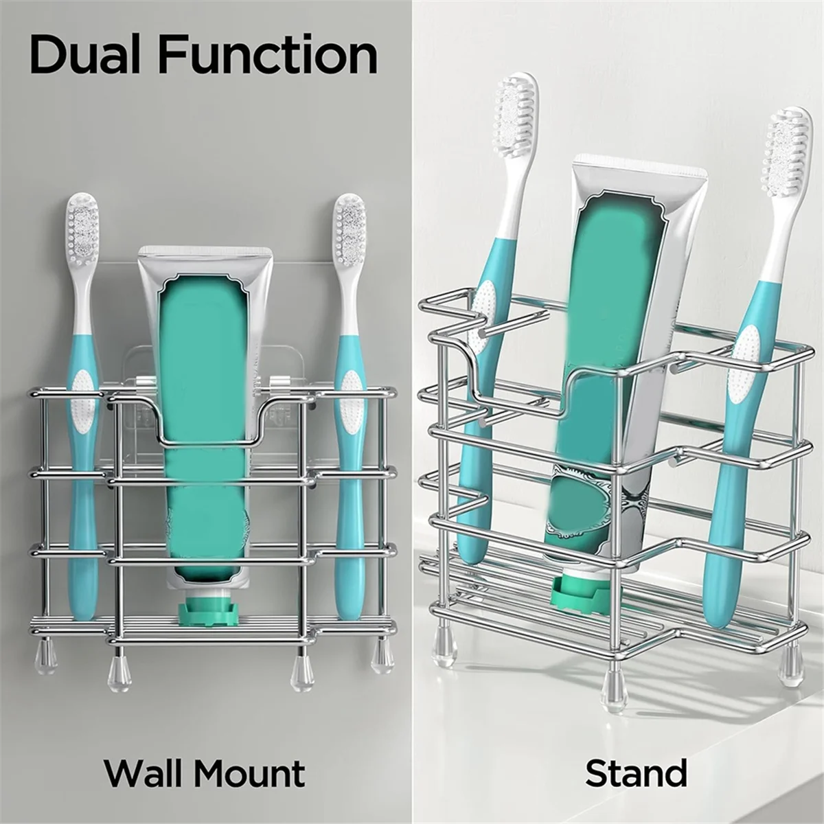 Toothbrush Holder Wall Mounted for Bathroom, 3 Slots Stainless Steel Bathroom Accessories Organizer for Small Spaces-A