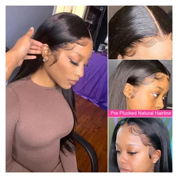 Peruvian Straight 13x4 Lace Front Human Hair Wig Natural Color 8-30 Inch 4x4 HD Transparent Lace Closure Wig For Black Women