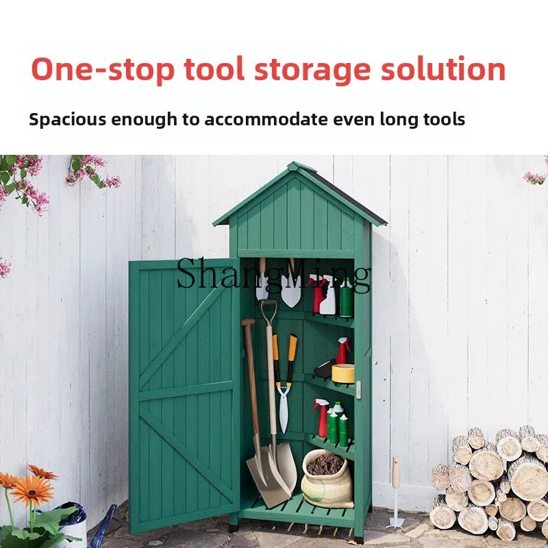 CL  Storage Garden Balcony Solid Wood Cleaning Cabinet Tool Room Gardening Glove Box Locker