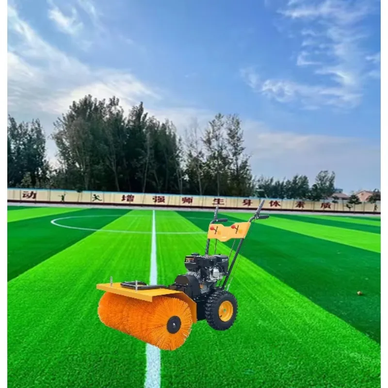 

Football fields, artificial turf, leaf blowers behind gas-powered road sweepers.
