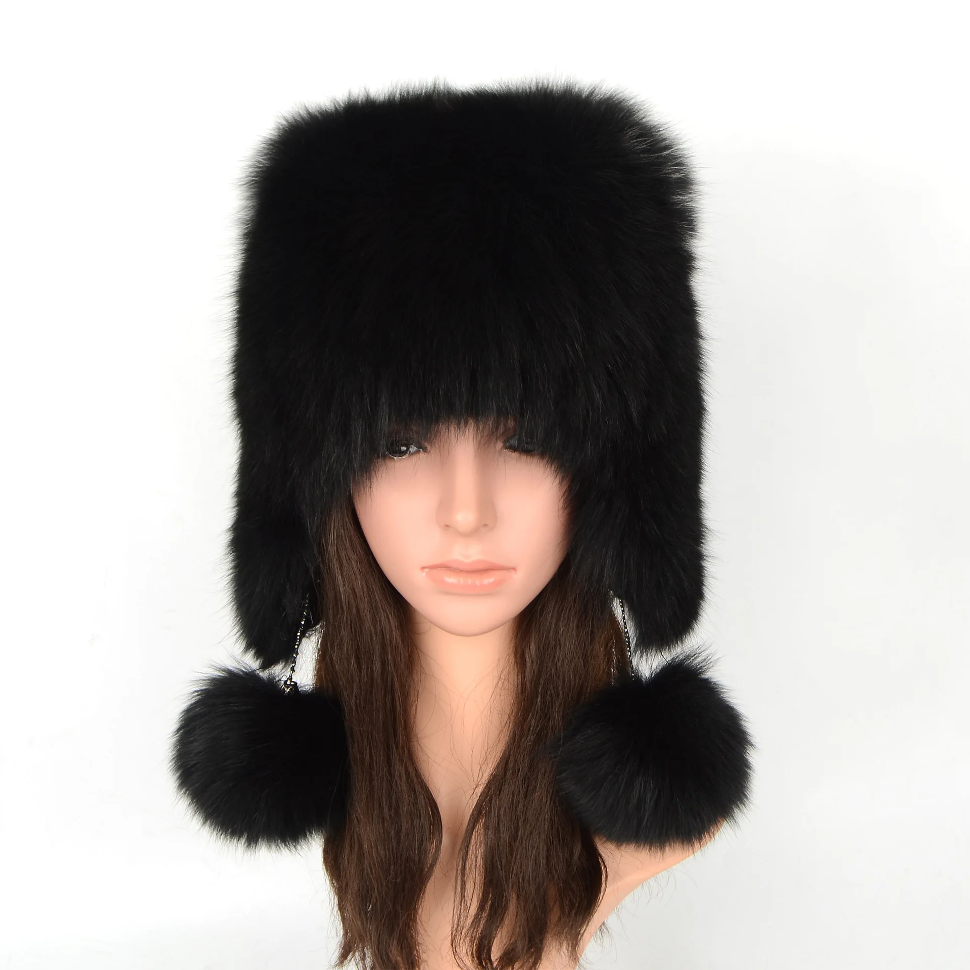 Real Fox Fur Hat Beanies Caps Women Luxury  Fashion New Earflap Hat Winter Keep Warm 100% Genuine Fur Russian Female Hat