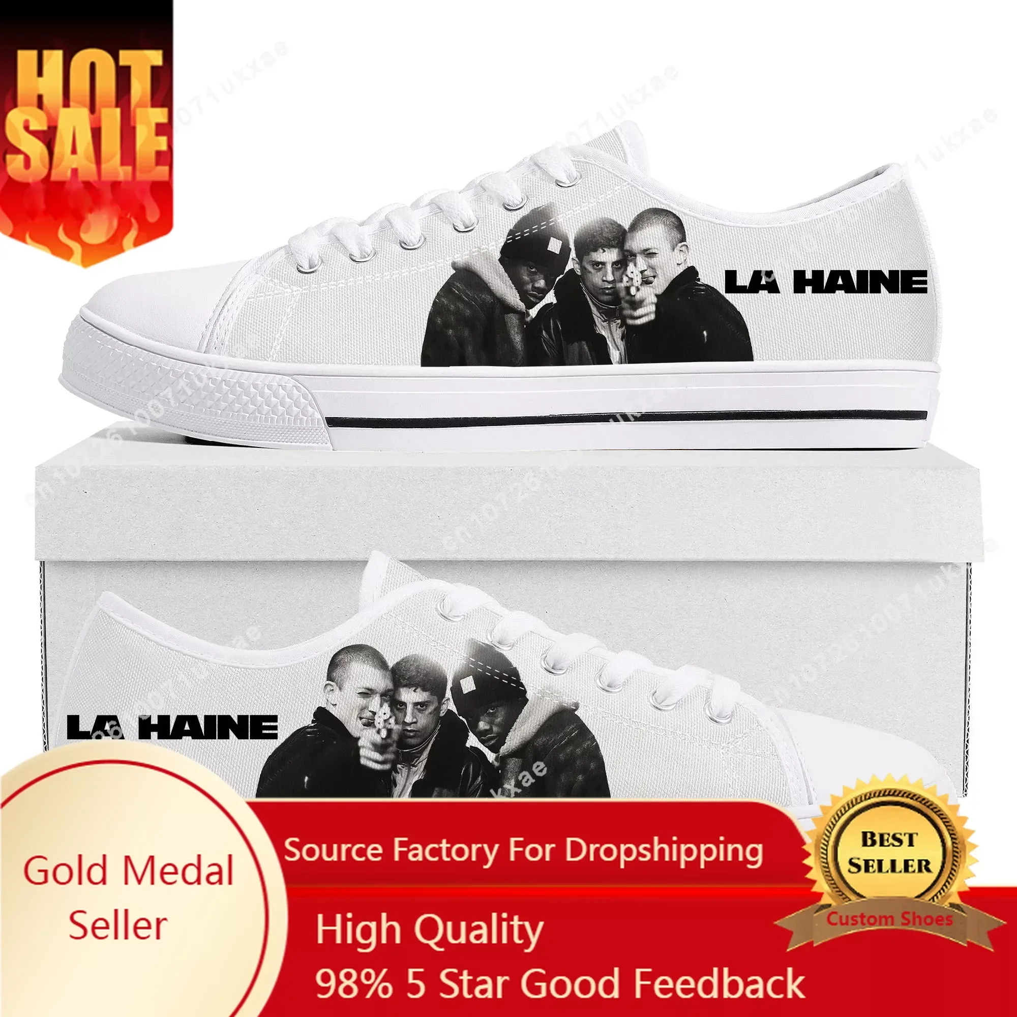 La Haine Movie-zapatillas bajas de lona para hombre y mujer, deportivas de alta calidad, informales, hechas a medida, personalizadas, DIY