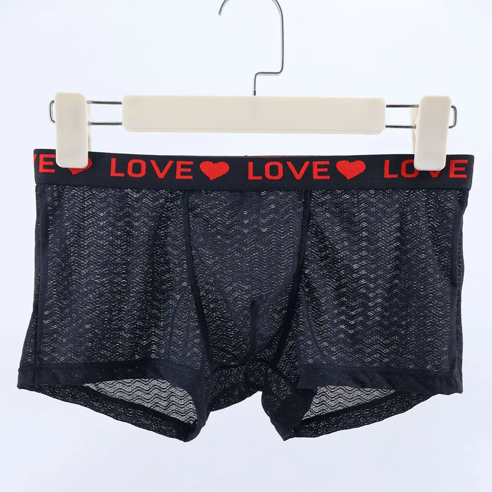 Men Wave Mesh Lace Boxers Stretch Underwear For Man Soft Gay SissyU Convex Pouch Panties Erotic Trunks Calcinha Men's Underpants