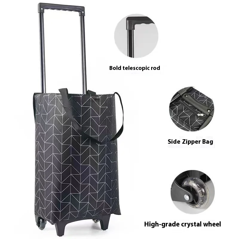 Shopping Cart Economic Outdoor Picnic Pull Trolley Portable Folding  with Wheels Retractable Waterproof Grocery Vegtable Bag