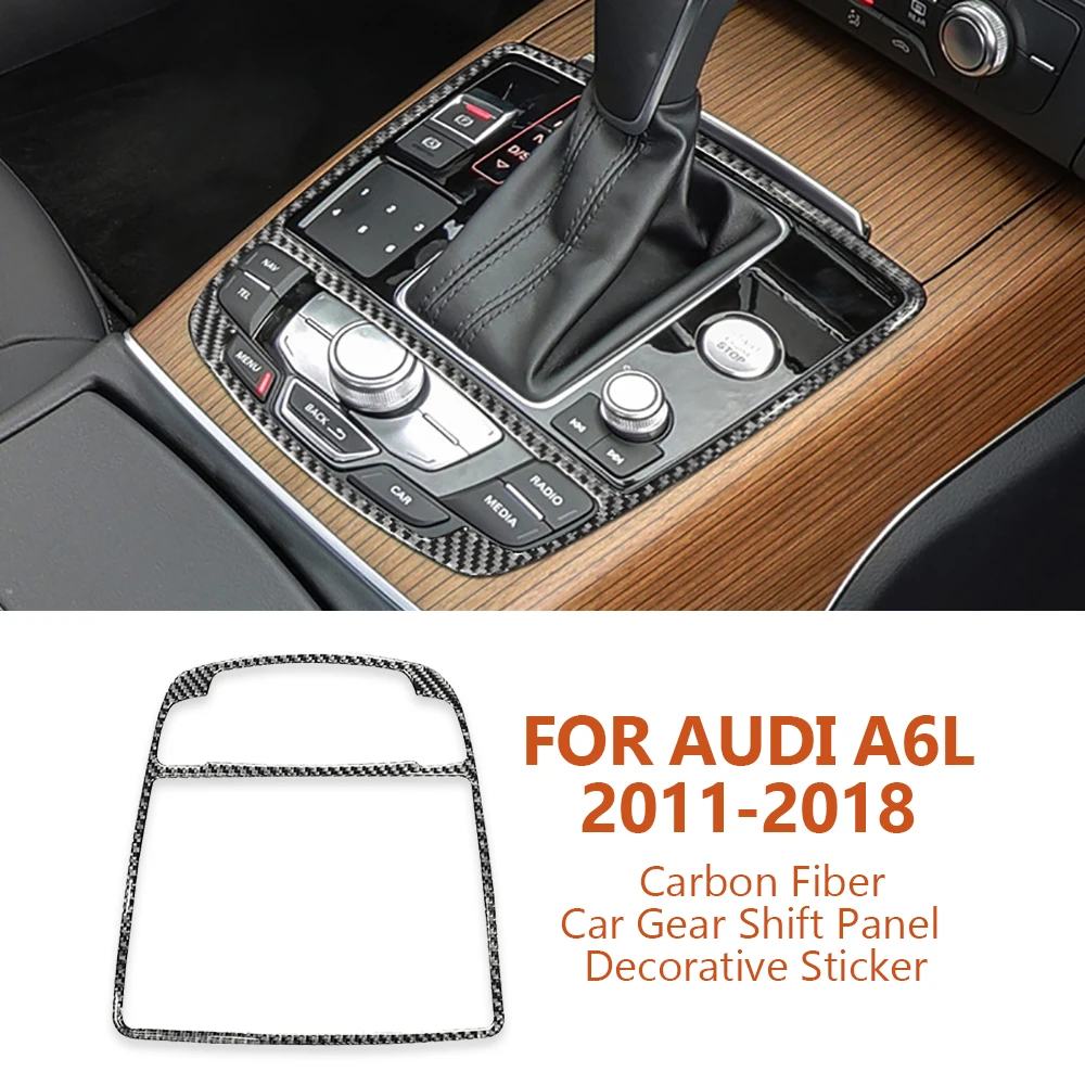 

For Audi A6-C7 A6L 2011-2018 Anti-scratch Carbon Fiber Car Central Control Gear Shift Panel Decorative Sticker Auto Accessories