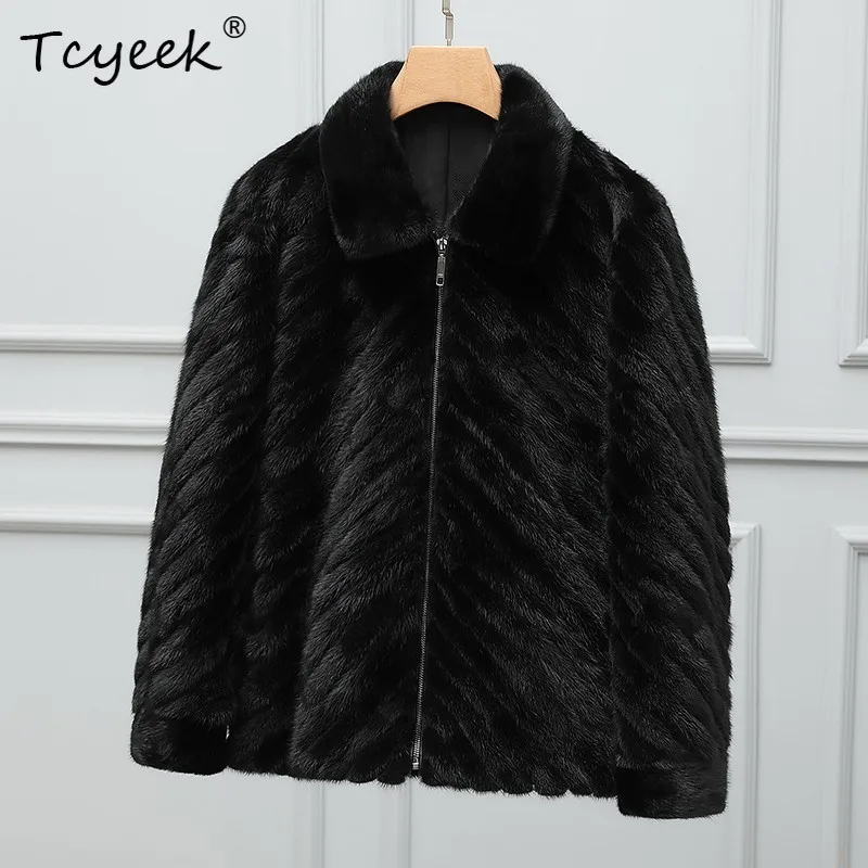 

Tcyeek Real Mink Fur Coat Men Winter Clothes Patchwork Mink Mens Coats Real Fur Jacket New in Coats 2025 Zipper Куртка Мужская