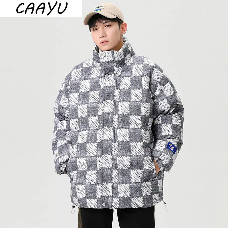 CAAYU-Chaqueta de plumón para hombre, abrigo informal de gran tamaño, ropa de calle japonesa, a prueba de viento, para jóvenes, moda de invierno,