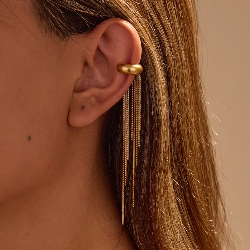 Punk Stainless Steel C Shape Ear Cuff Golded Silver No Piercing Earrings Minimalism 18K Gold Stud Earrings Wear