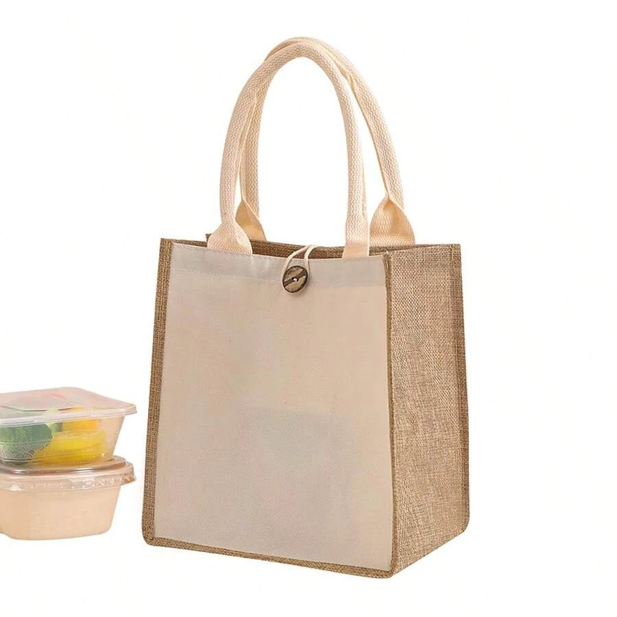 

Простая однотонная мужская сумка большой емкости с имитацией льна, сумка на пуговицах, сумка для обеда, повседневная дорожная сумка для багажа, сумка для хранения