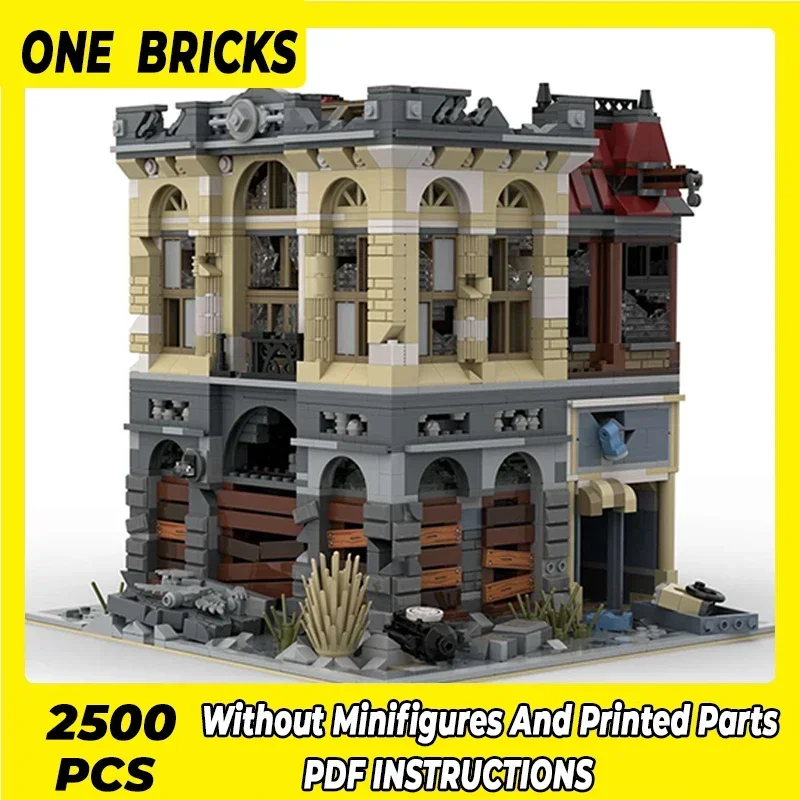 Moc Building Blocks Modular Street View Doomsday Bank Technical Bricks DIY Assembly Construction Toys For Childr Holiday Gifts