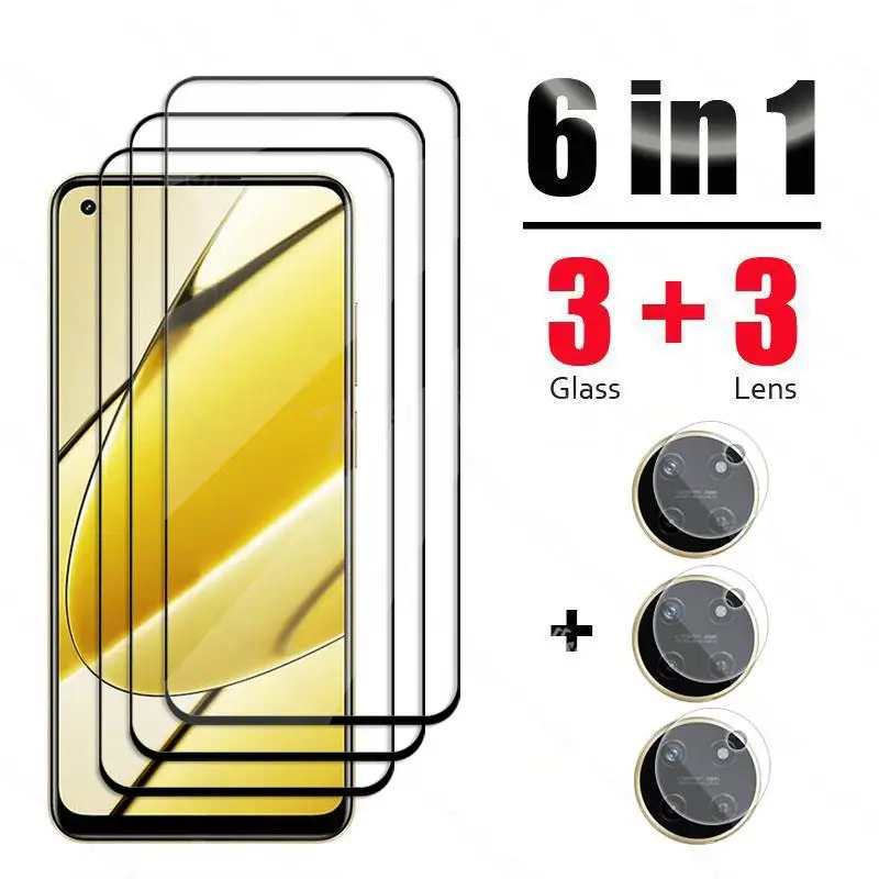 

6 In 1 For Realme 11 5G Glass Tempered Glass For Realme 11 Glass Full Cover Screen Protector Camera Film Realme 11 5G Glass