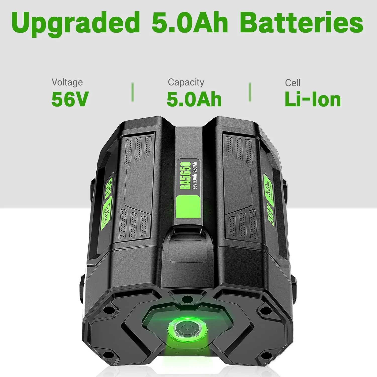 

56 В 5,0 Ач Замена аккумулятора EGO BA2800 BA4200 BA1400, совместимая с ST1502LB CS1604 LB4800 LB6504 LB5804 HT2400 56 В