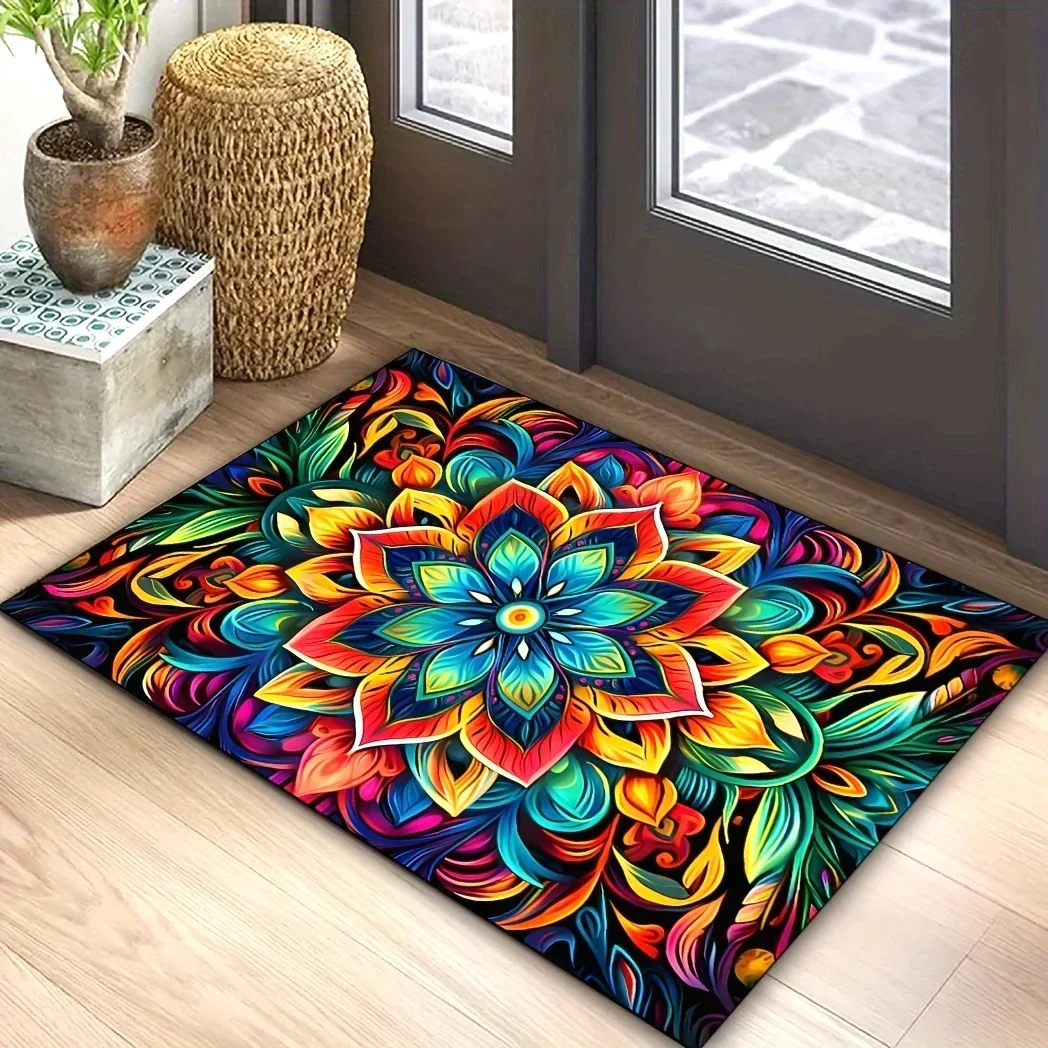 Bright Flower Recycling Carpet Doormat Soft Floor Mat Living Room Carpet Bedroom Carpet Welcome Mat Outdoor Carpet Home