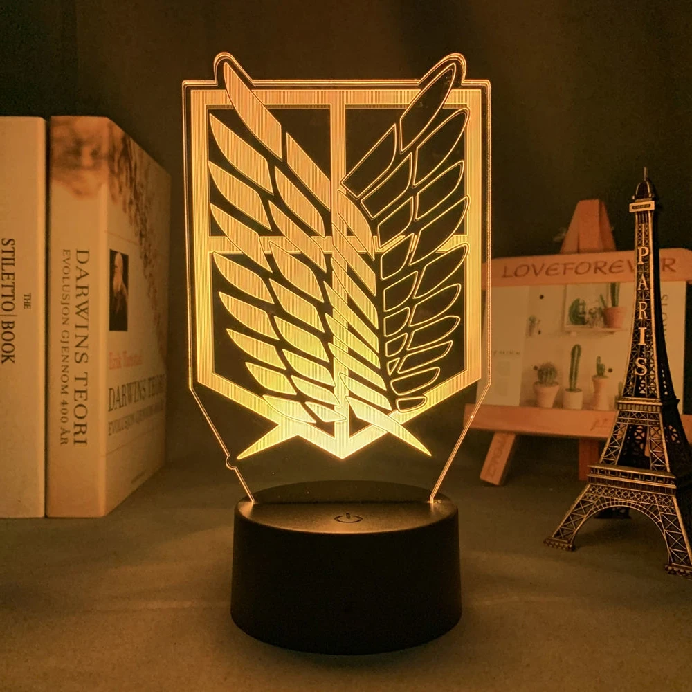 Anime Attack on Titan 3D Gamer Lamp LED Night Light 7/16 colori telecomando Home Bedroom figure lampade regali notturni decorativi