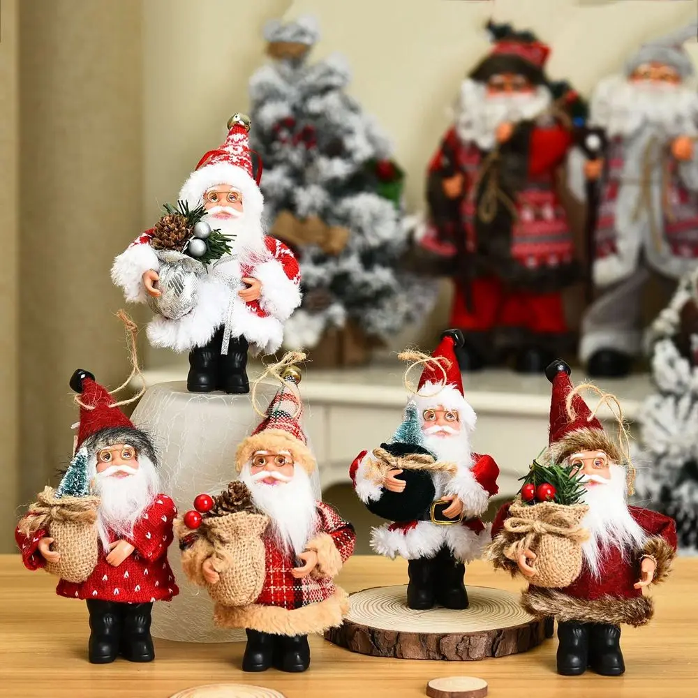 Decoração de mesa para casa n1n, presente para crianças, enfeites de árvore de natal, figura de papai noel, decorações de natal, pingentes pendurados, boneca de papai noel