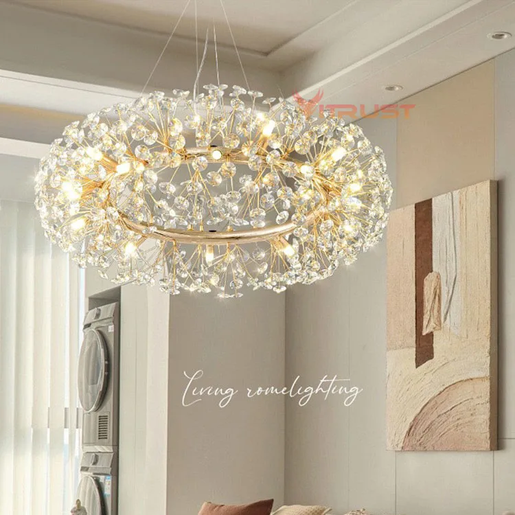 

Crystal Ceiling Chandeliers Lamp Led Gold K9 Cristal Hanging Lighting Fixture Living Room Dining Hotel Bedroom Mall Indoor Lamp