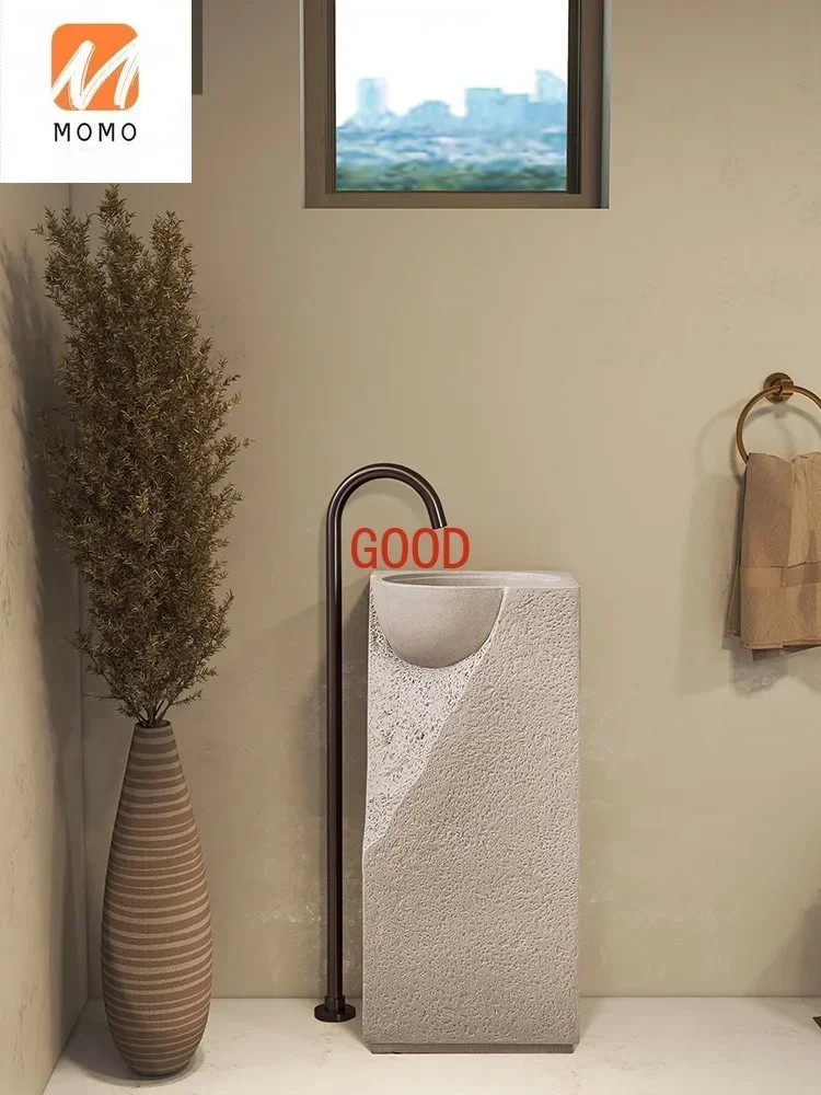 Раковина на пьедестале, напольная интегрированная художественная раковина, каменная креативная раковина для мытья