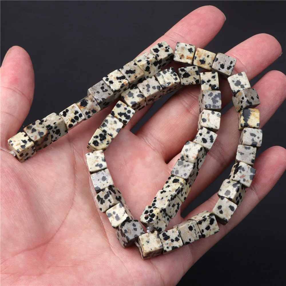 Natural Dalmation Jaspers Stone Bead Round Tube Square Shape Loose Beaded Fit Jewelry Making Accessories Diy Bracelets Necklace