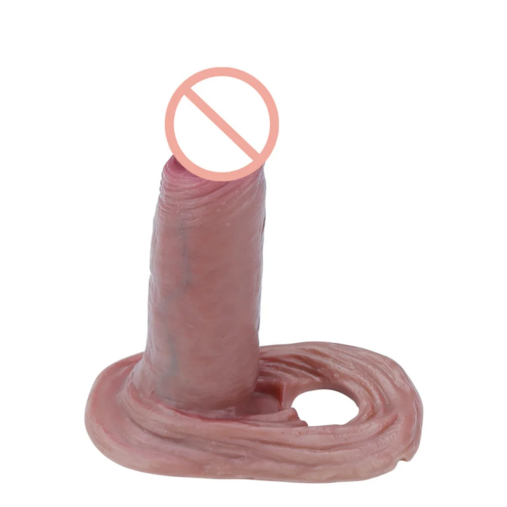 Male Dildo Sleeve Silicone Penis Cover with Cockring Soft Cock Enlargement Condom Sexy Shop Products Intimate Goods Men Sex Toys