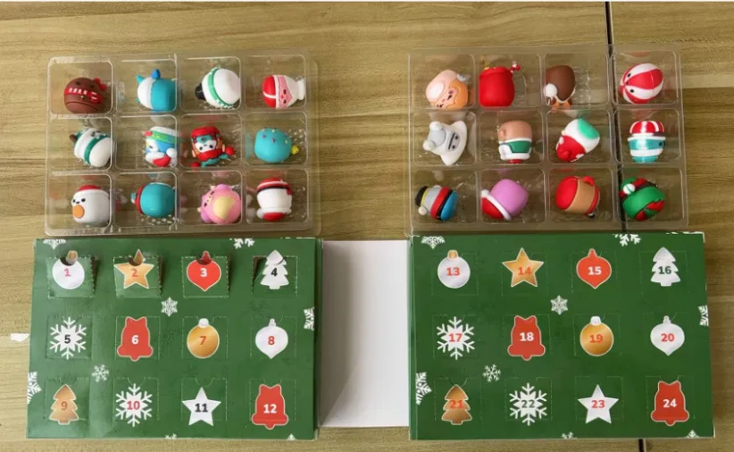 Christmas Countdown Calendar Blind Box Micromallows 24-Day Advent Calendar Soft Vinyl Figures Mini Holiday Party Decor New Year