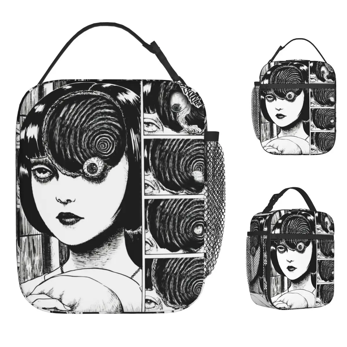 

Junji Ito Comic Lunch Bag Japanese Anime Retro Lunch Box Picnic Portable Zipper Tote Food Bags For Men Waterproof Cooler Bag